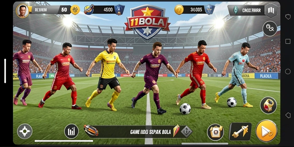 Tampilan gameplay 11BOLA yang menegangkan dan mengasyikkan.