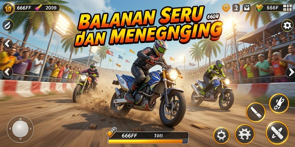 Screenshot gameplay 666FF menunjukkan aksi balapan yang seru.