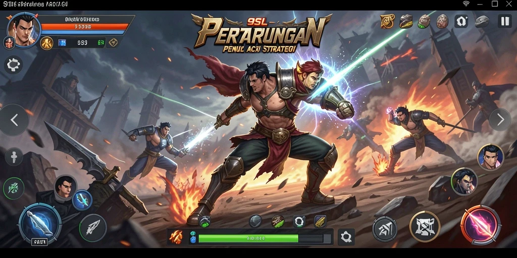 Tampilan gambar dari gameplay 9SL dengan aksi pertarungan yang mendebarkan.