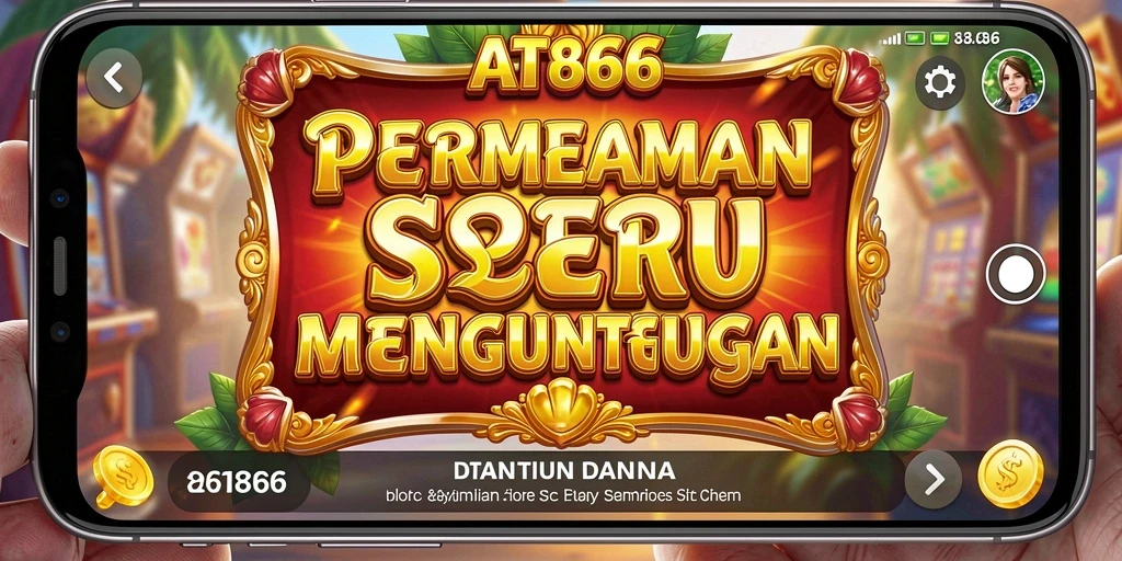 Screenshot gameplay AT866 menampilkan mesin slot yang menarik dan penuh warna.