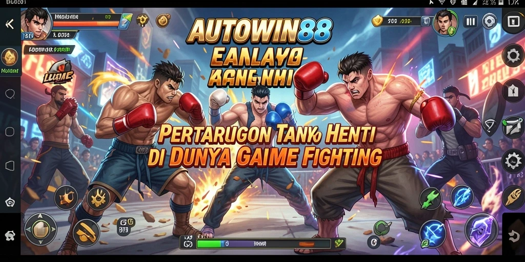 Screenshot utama AUTOWIN88 menampilkan pertarungan intens antar karakter.