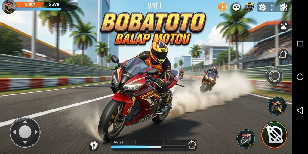 Screenshot gameplay seru BOBATOTO di trek balap yang menantang.