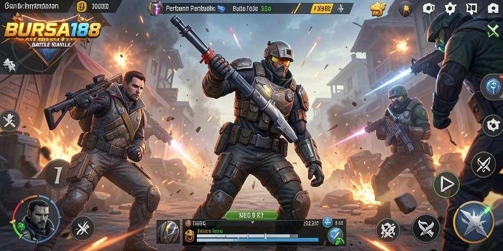 Tangkapan layar gameplay seru di BURSA188 dengan aksi Battle Royale.