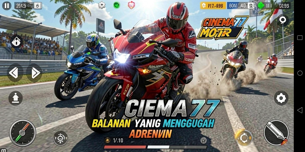 Gameplay seru balapan motor di CINEMA77.