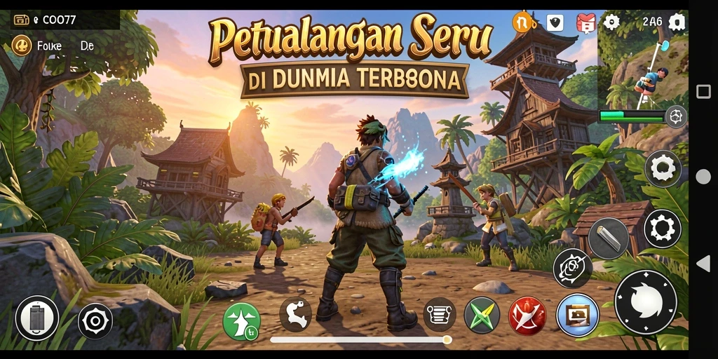 Tangkapan layar yang menunjukkan gameplay <strong>COO77</strong> di dunia terbuka yang luas.