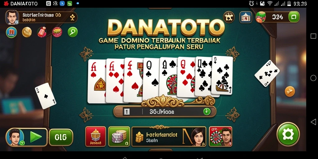 Tampilan gameplay seru di DANATOTO dengan kartu domino penuh warna.