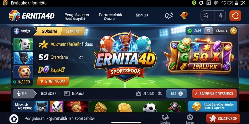 Tampilan antarmuka aplikasi ERNITA4D dengan fitur taruhan olahraga.