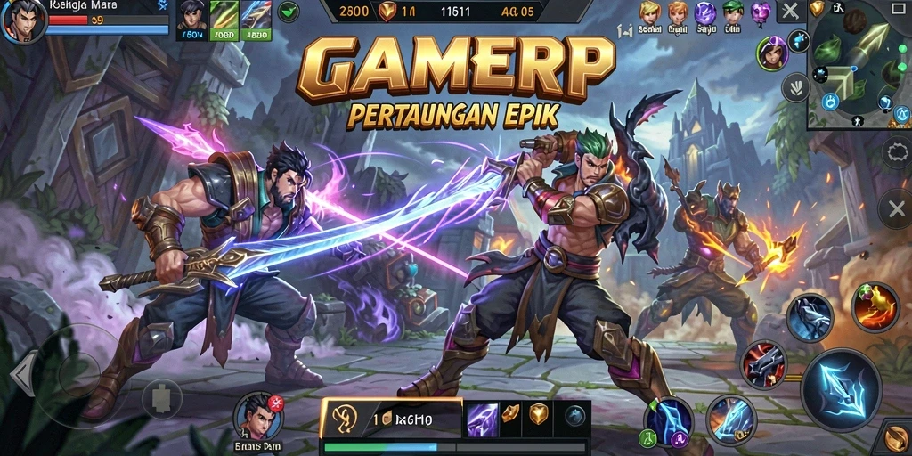 Tangkapan layar menunjukkan momen aksi dalam pertempuran tim GAMERP.