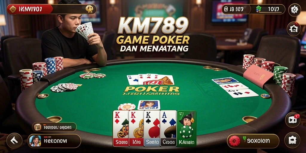 Tampilan gameplay seru KM789 dengan pemain nyata dan aksi poker menarik.
