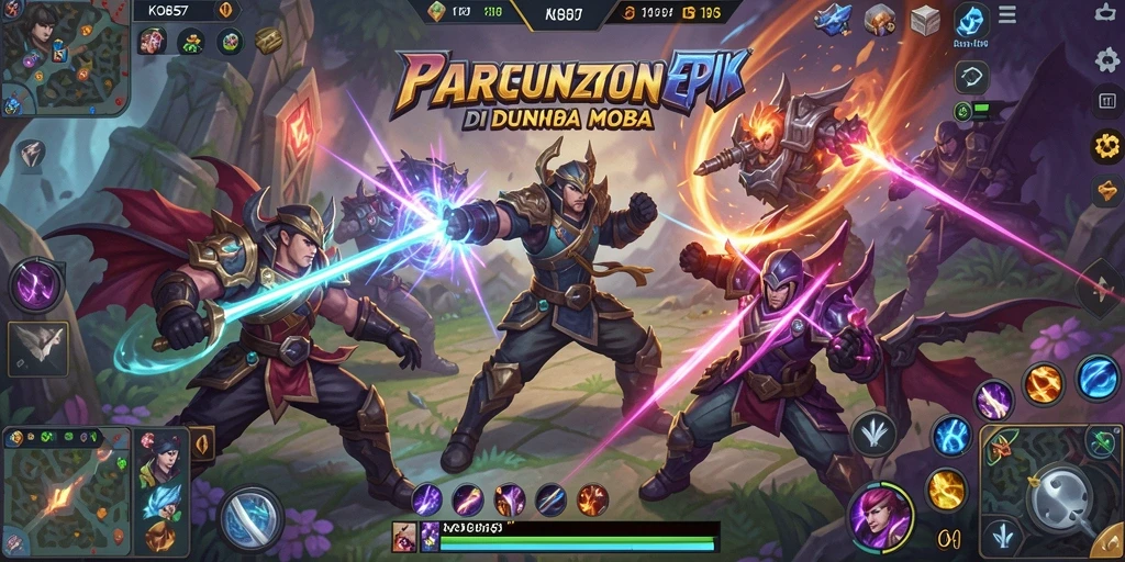 Screenshot KO857 menampilkan aksi pertarungan seru di arena MOBA.