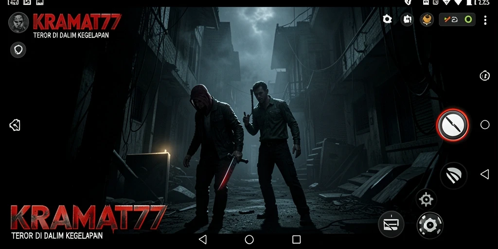 Screenshot gameplay KRAMAT77 yang menyoroti atmosfer Horror yang mencekam.