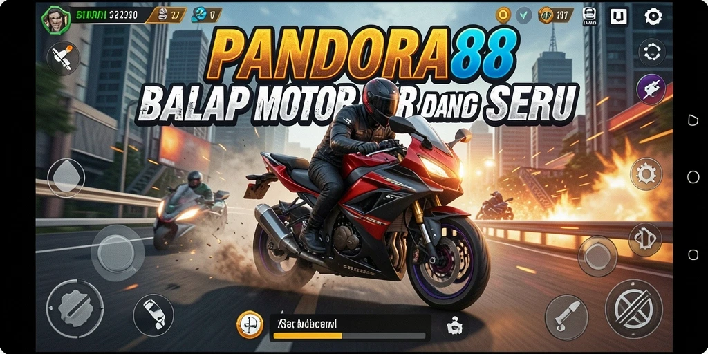 Gameplay seru dan menegangkan dari PANDORA88 saat balapan motor.