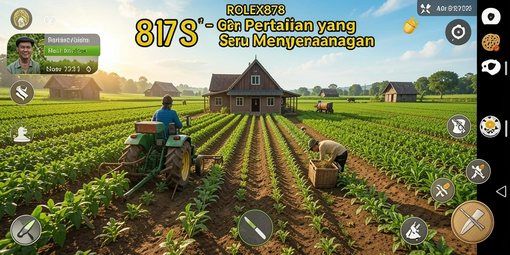 Tangkapan layar gameplay ROLEX878 menampilkan ladang yang luas dan interaksi seru.