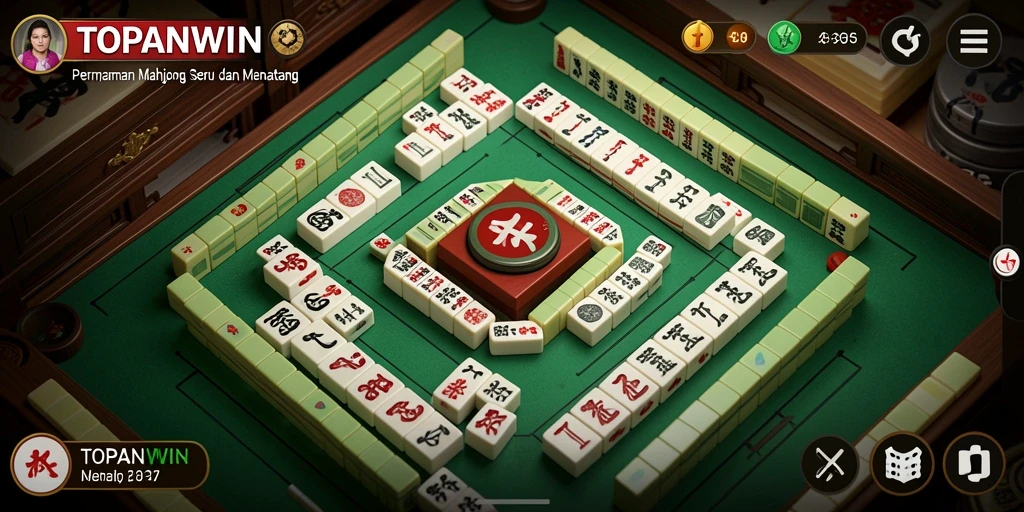 Tampilan dari gameplay permainan Mahjong yang mengasyikkan dan penuh strategi.