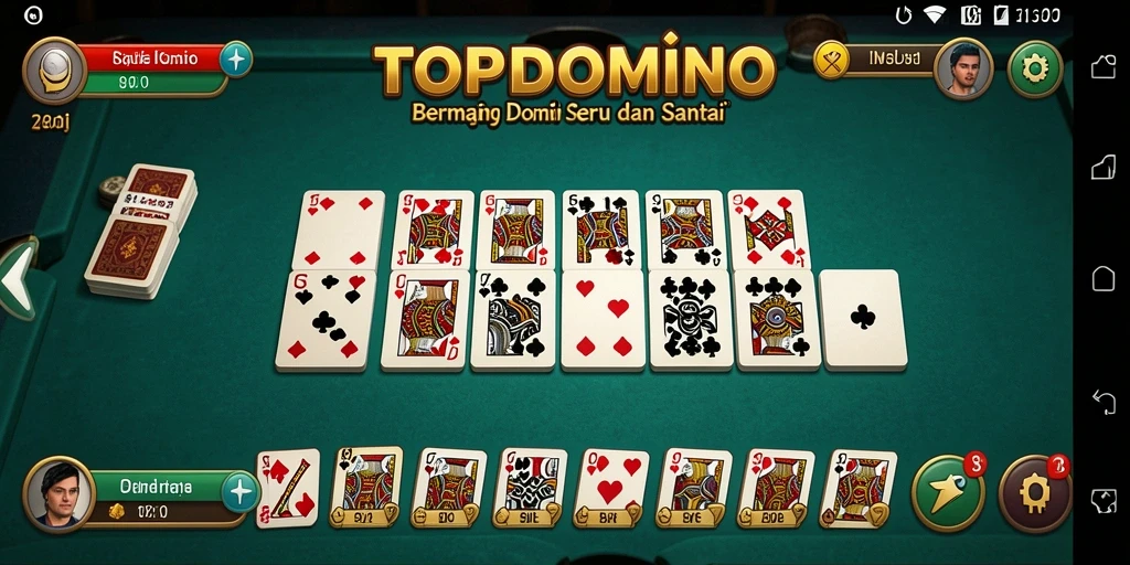 Screenshot gameplay TOPDOMINO yang menunjukkan keseruan bermain domino.